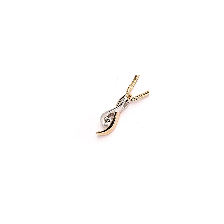 diamantanheng i 14 karat gull og hvitt gull 0,08 ct