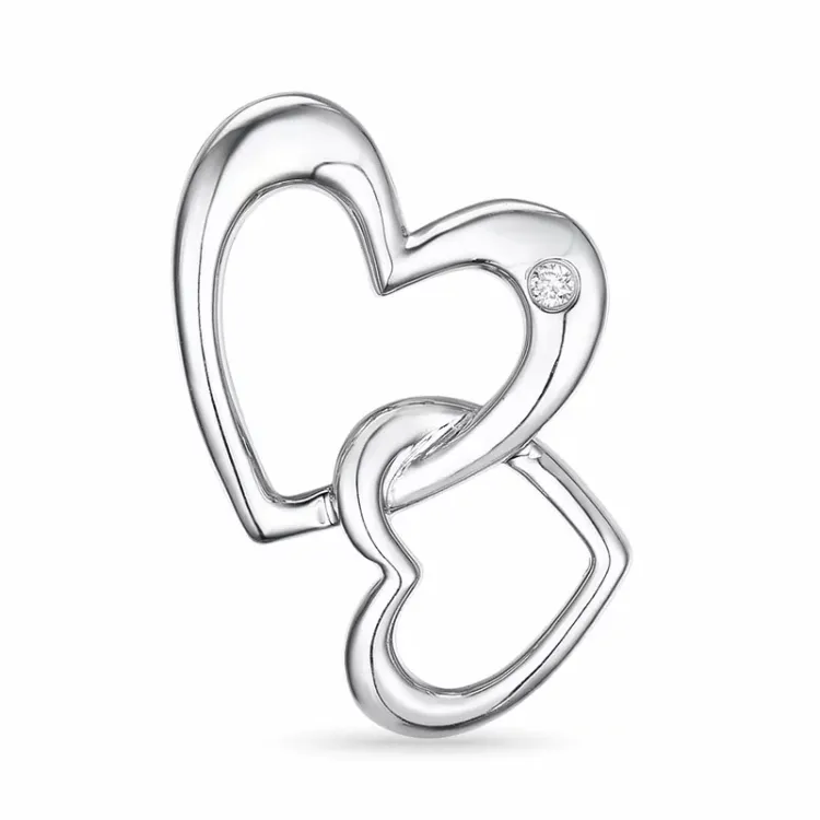 hjerte diamant anheng i 14 karat hvitt gull 0,01 ct