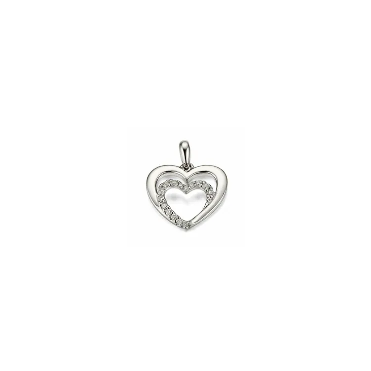 hjerte briljant anheng i 14 karat hvitt gull 0,12 ct
