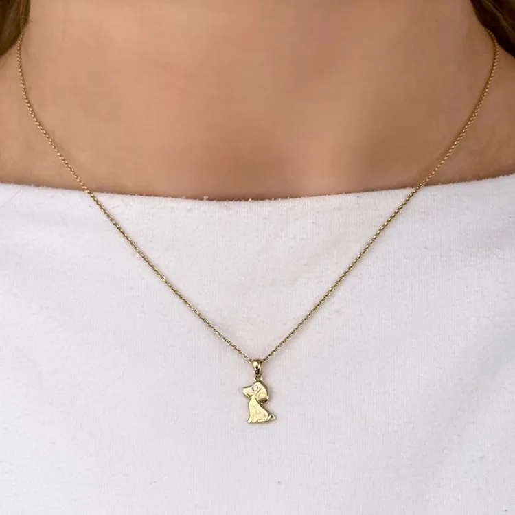 hunder diamantanheng i 14 karat gull 0,01 ct