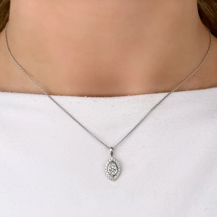 briljant anheng i 14 karat hvitt gull 0,35 ct
