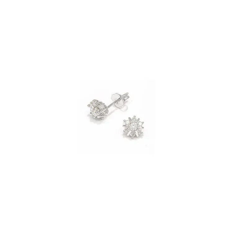 blomst diamant øredobber i 14 karat hvitt gull med diamant 