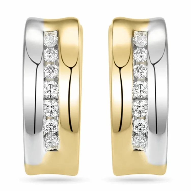 14 mm diamant creol i 14 karat gull med diamant 