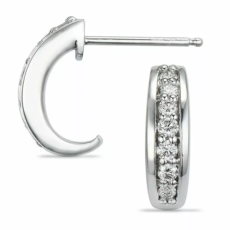 13 mm diamantøredobb i 14 karat hvitt gull med diamanter