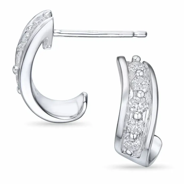 diamant halvcreol i 14 karat hvitt gull med diamant