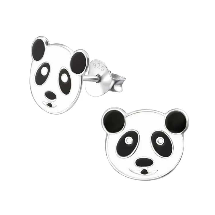liten panda øredobber i sølv - Little Ones