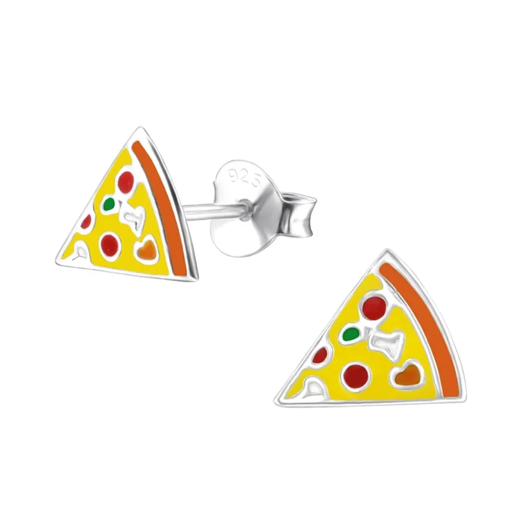pizza øredobber i sølv - Little Ones
