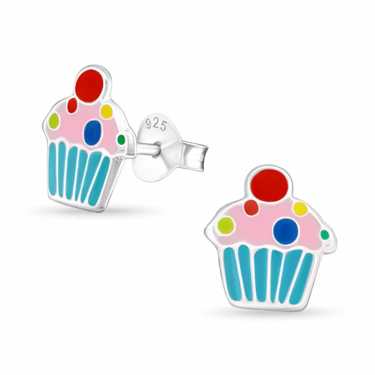cup cake øredobber i sølv - Little Ones