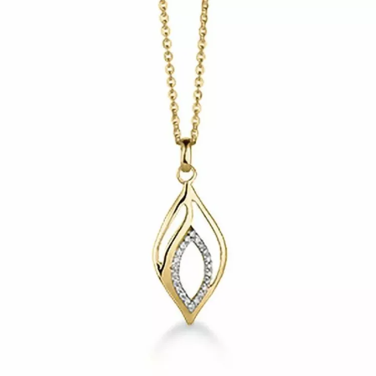 Elegant Aagaard zirkon anheng i 8 karat med rhodium med Forgylt sølv halskjede hvit zirkon