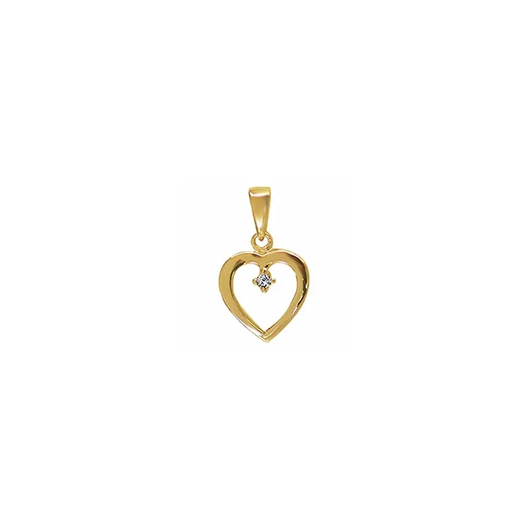 Aagaard hjerte anheng i 14 karat gull 0,01 ct