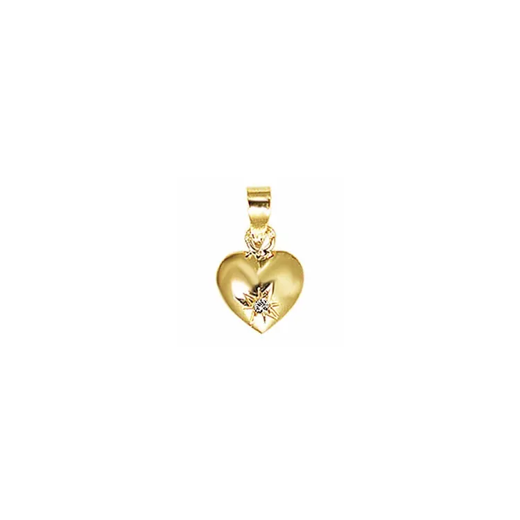 Aagaard hjerte anheng i 14 karat gull 0,01 ct