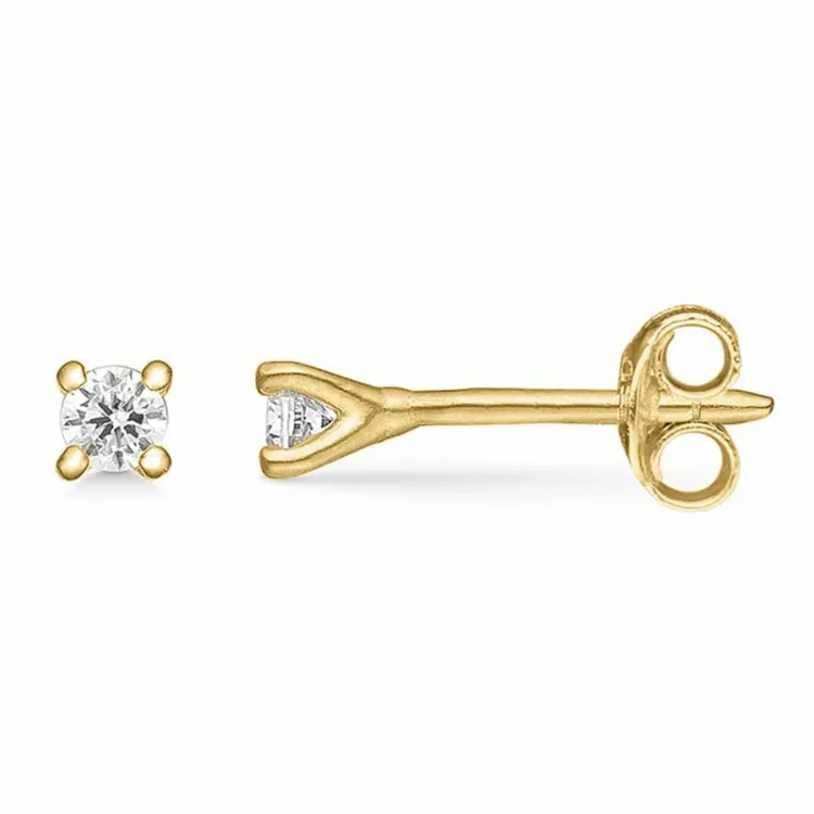 2,5 mm Støvring Design zirkon øredobber i 8 karat hvit zirkon
