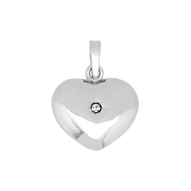 15 x 16 mm Siersbøl hjerte anheng i sølv hvit zirkon
