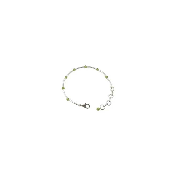 Rundt grønn peridot armbånd i sølv