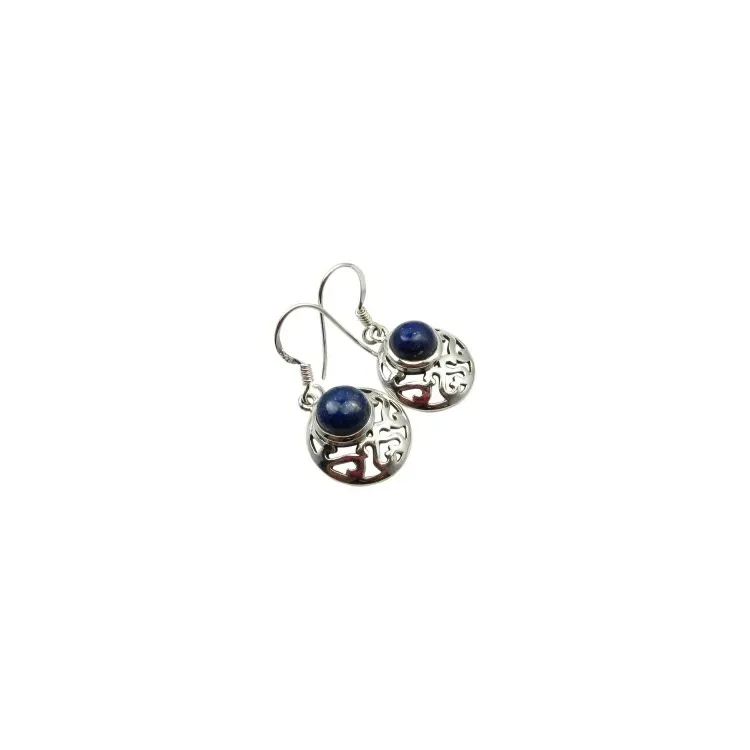 Runde lapis lazuli øredobber i sølv