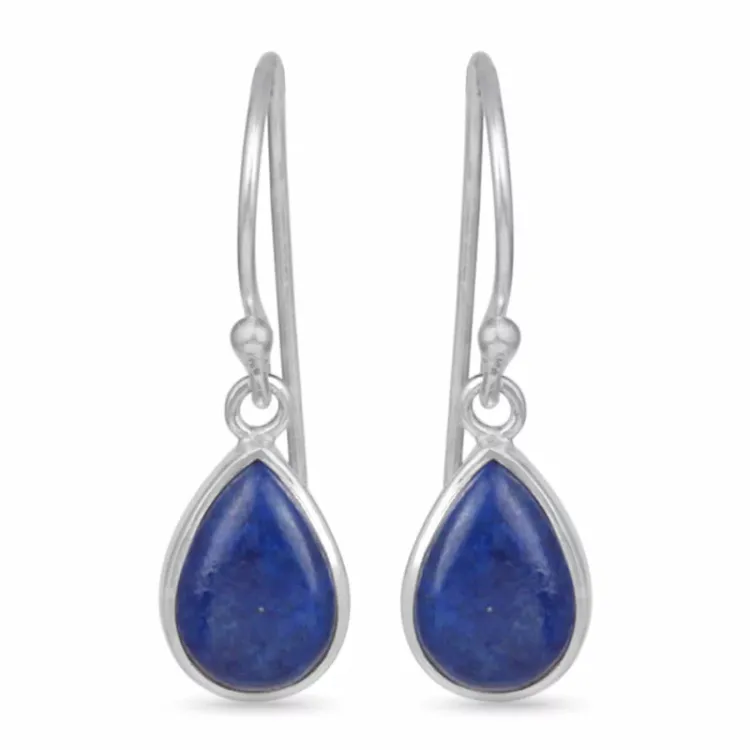lange dråpe lapis lazuli øredobber i sølv - Loom Stones
