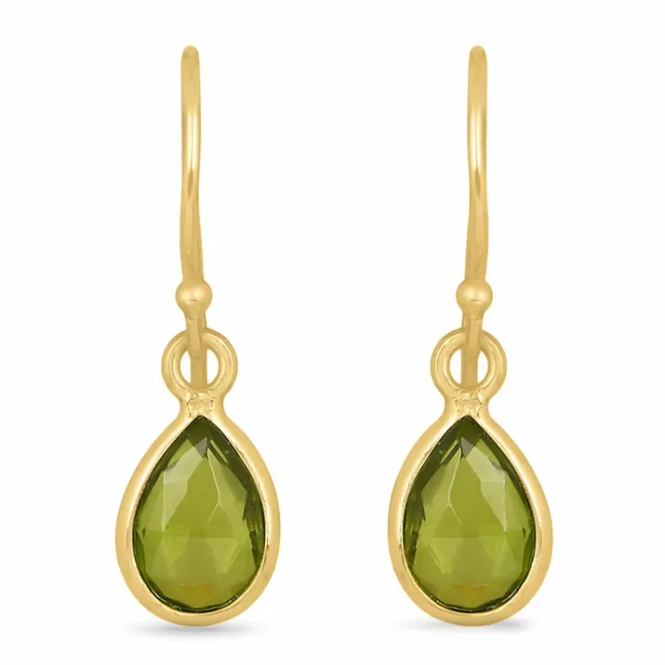 dråpe peridot øredobber i forgylt sølv - Loom Stones