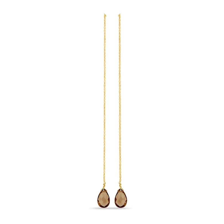 lange topas ear lines i forgylt sølv - Loom Stones