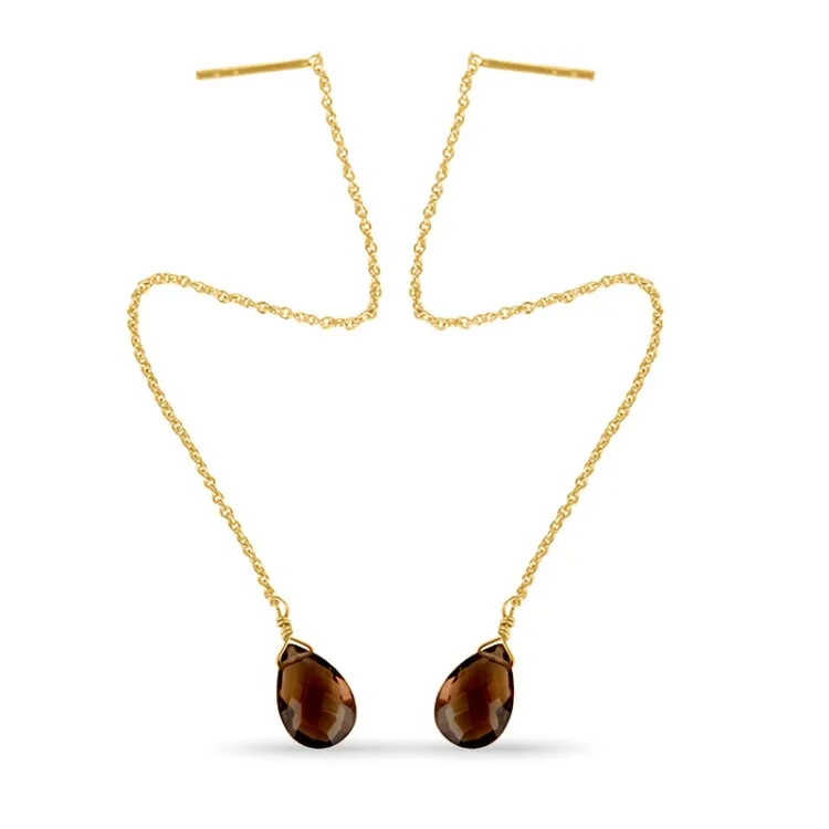 lange topas ear lines i forgylt sølv - Loom Stones