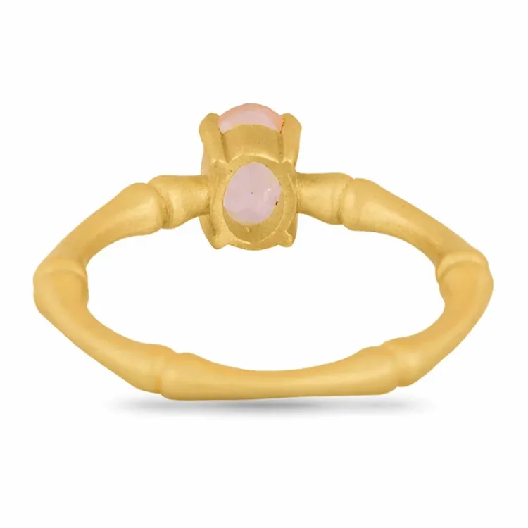 matt kvarts ring i forgylt sølv - Loom Stones