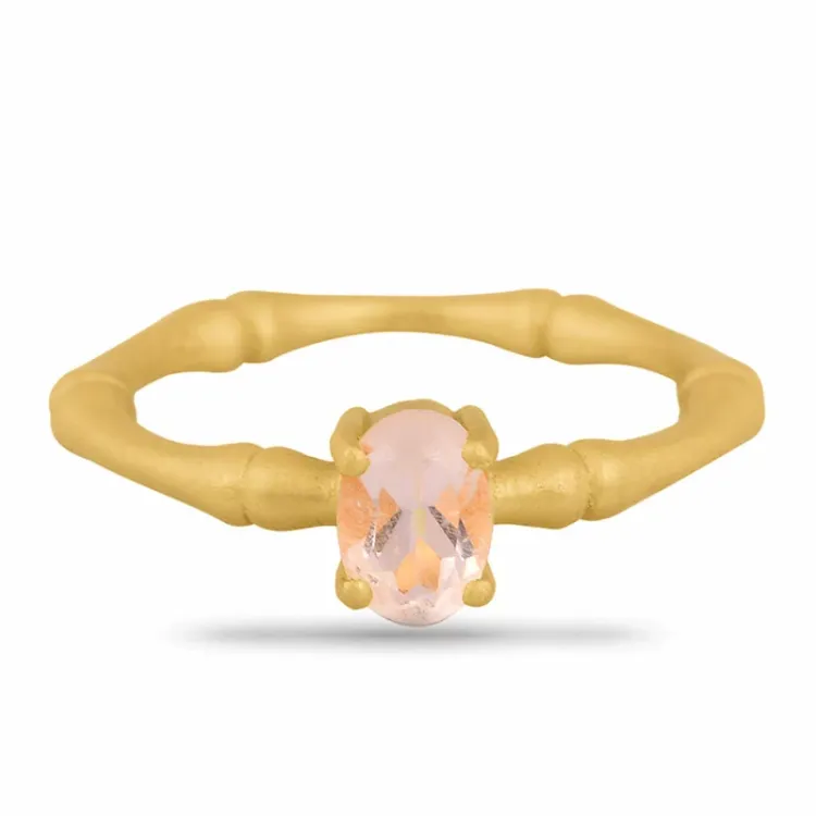 matt kvarts ring i forgylt sølv - Loom Stones