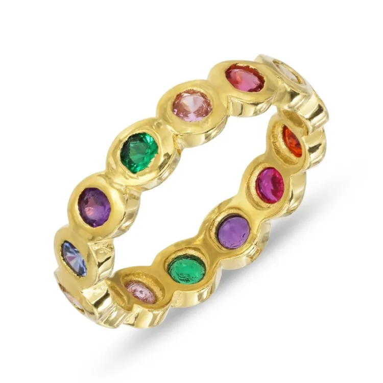 multifarget zirkon ring i forgylt sølv - Bubbly Twist