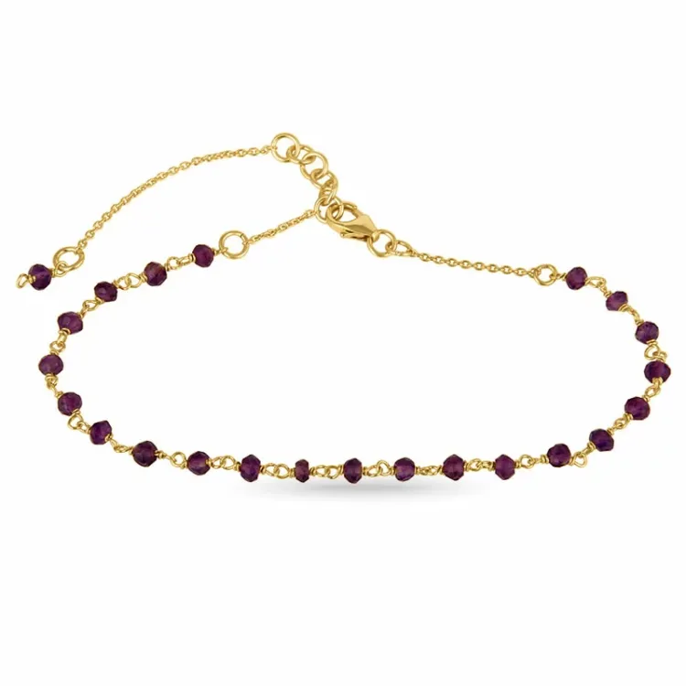 ametyst armbånd i forgylt sølv - Loom Stones