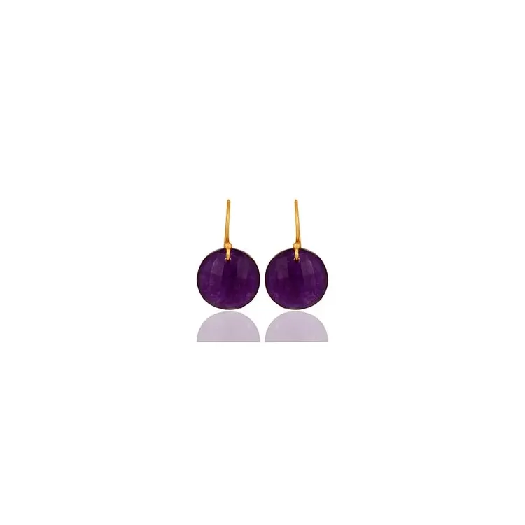 runde lilla øredobber i forgylt sølv