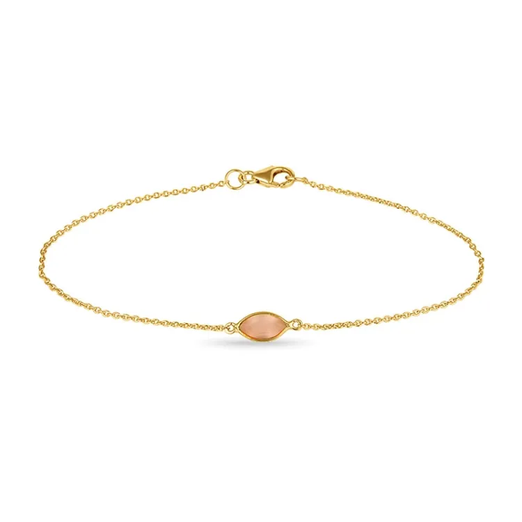 ekte kalsedon armbånd i forgylt sølv 19,0 cm x 5,0 mm  - Loom Stones