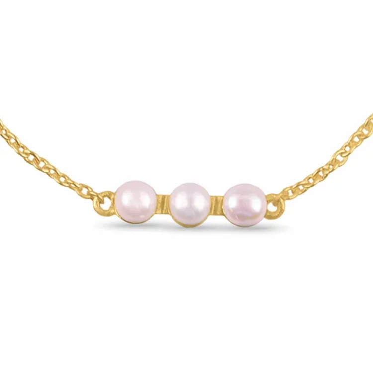 perle armbånd i forgylt sølv 15,0 cm plus 3,0 cm x 4,0 mm