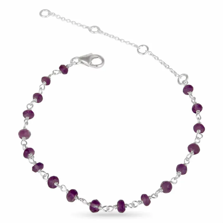 ametyst armbånd i sølv 15,0 cm plus 4,0 cm x 3,0 mm - Loom Stones