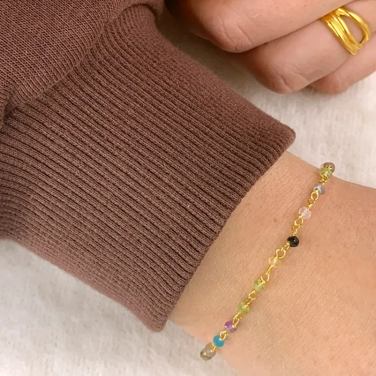 onyks og aventurin armbånd i forgylt sølv 15 cm plus 6 cm x 3,0 mm