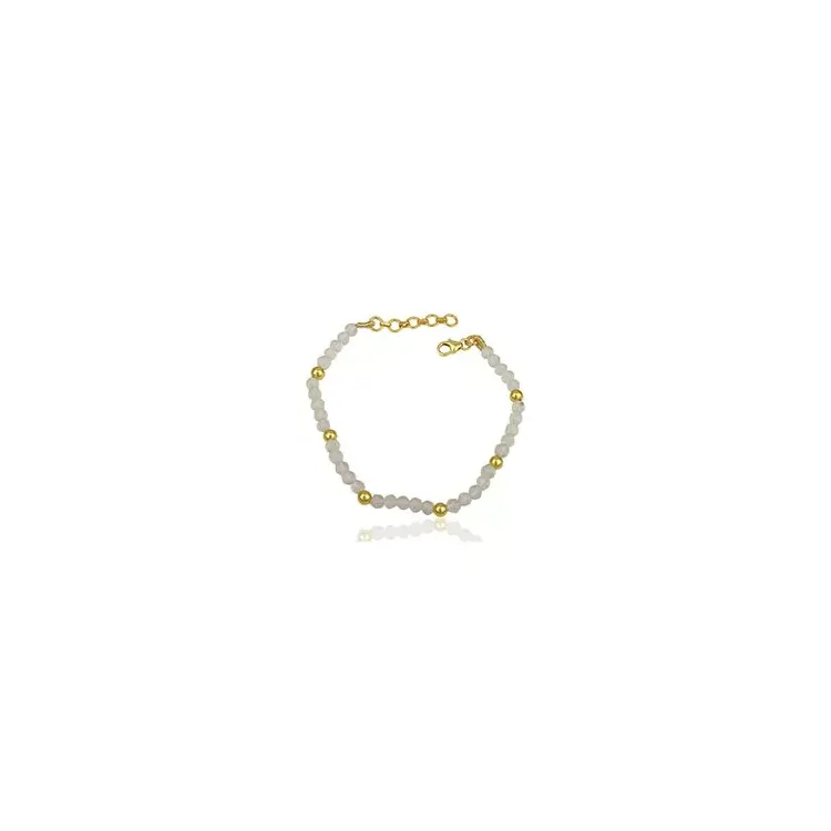 Dame krystall armbånd i forgylt sølv 17 cm plus 3 cm x 4,0 mm