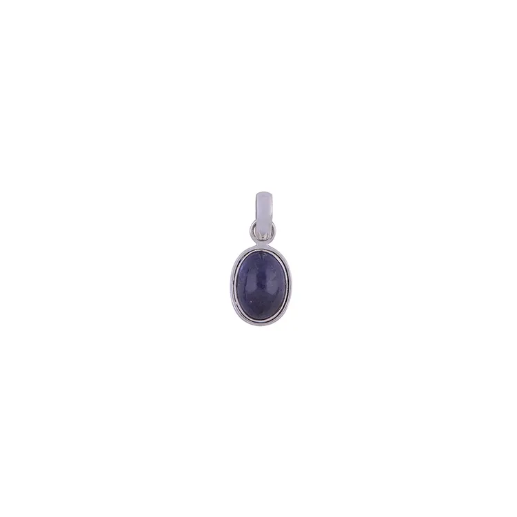 Ovalt lilla anheng i sølv