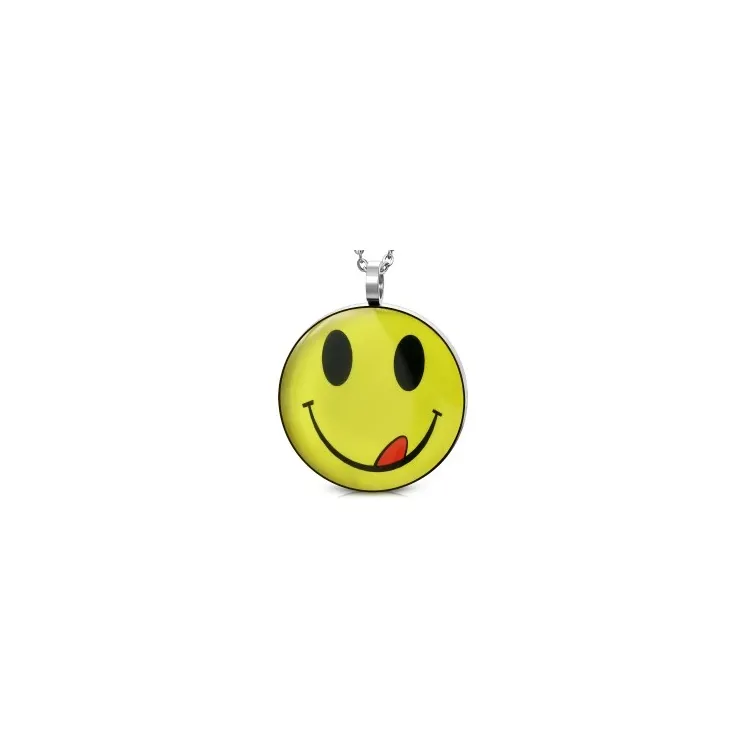 Stort smiley anheng i stål