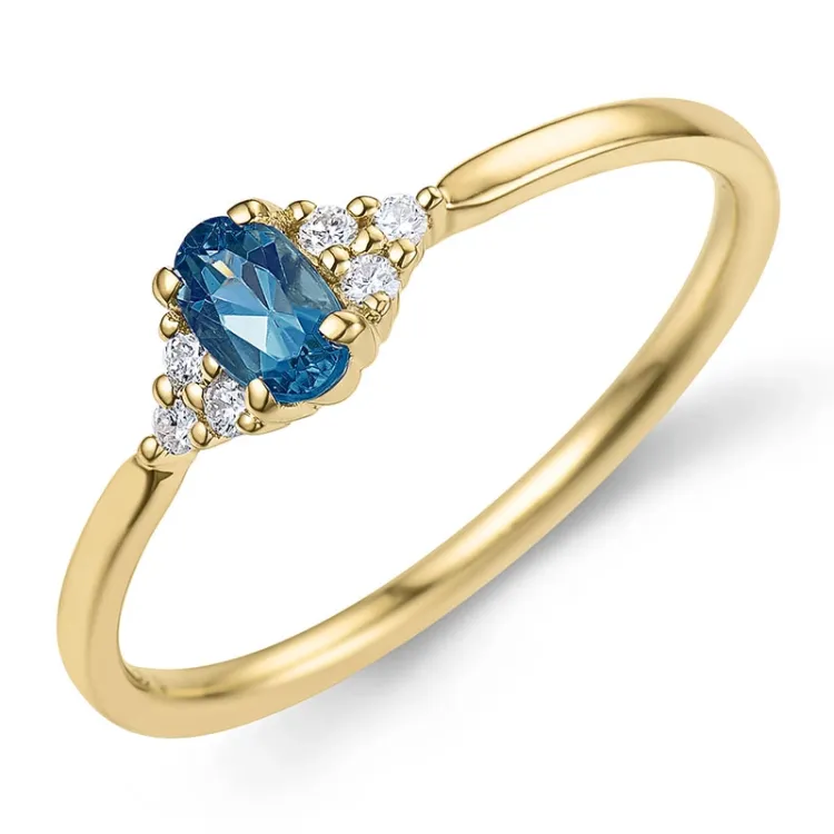 London topas ring i 9 karat gull 0,25 ct 0,06 ct - Simple Diamonds