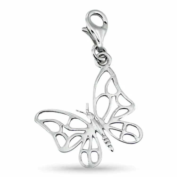 Elegant sommerfugl charm i sølv