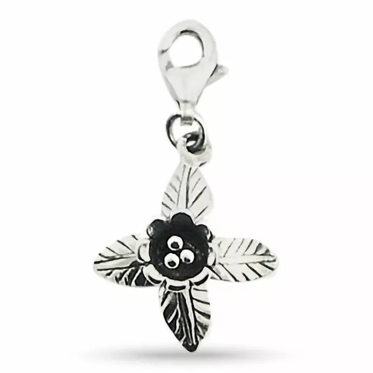 blomst charm i sølv 