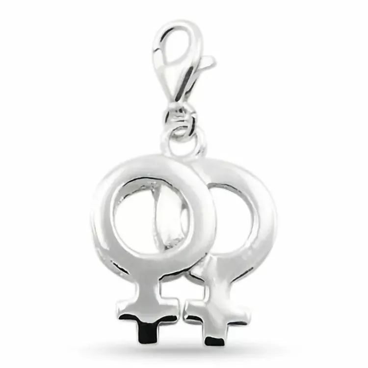 Dobbelt kvinnesymbol charm i sølv