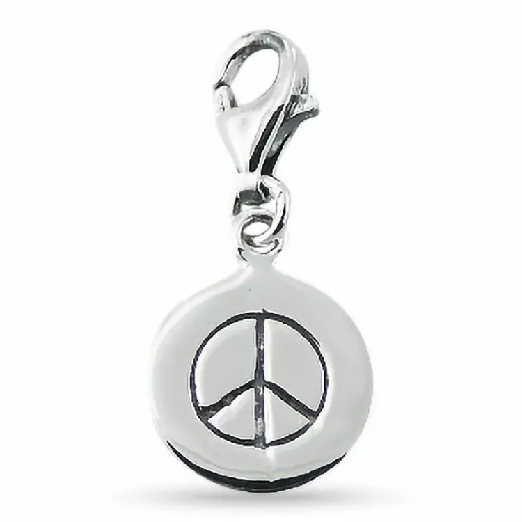 Rundt peace charm i sølv