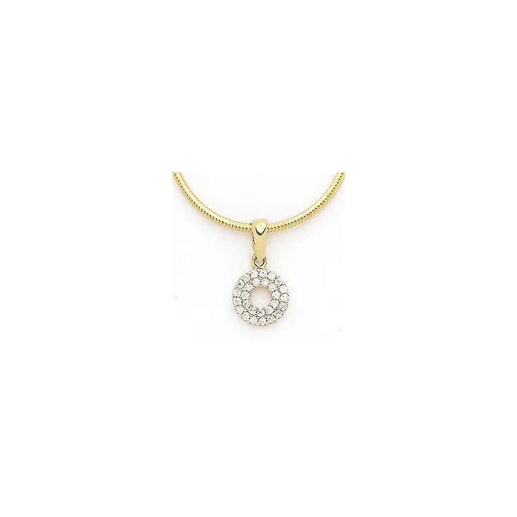 Elegant rundt zirkon anheng i 14 karat gull