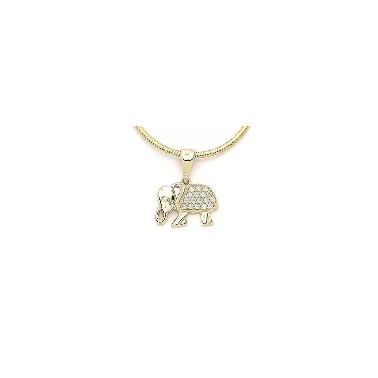 Elefant zirkon anheng i 14 karat gull