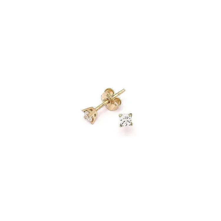 3 mm zirkon ørestikker i 14 karat gull med zirkoner
