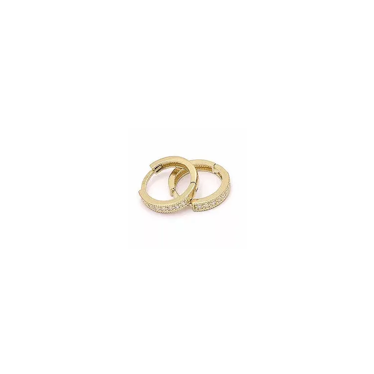 15 mm runde gull creoler i 14 karat gull med zirkon