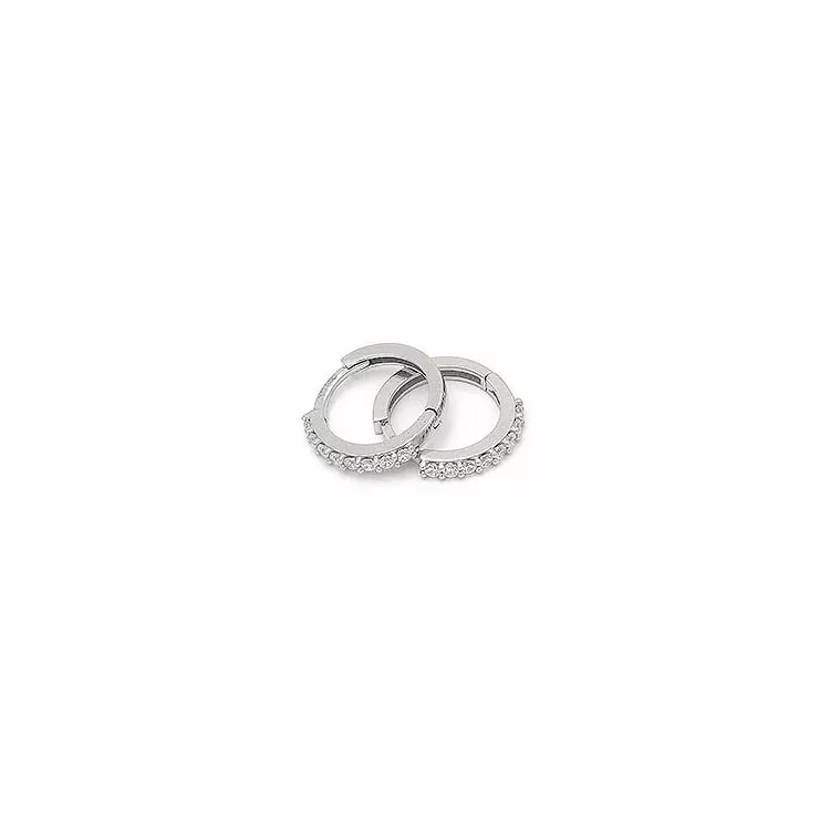 13 mm zirkon creol i 14 karat hvitt gull med zirkoner