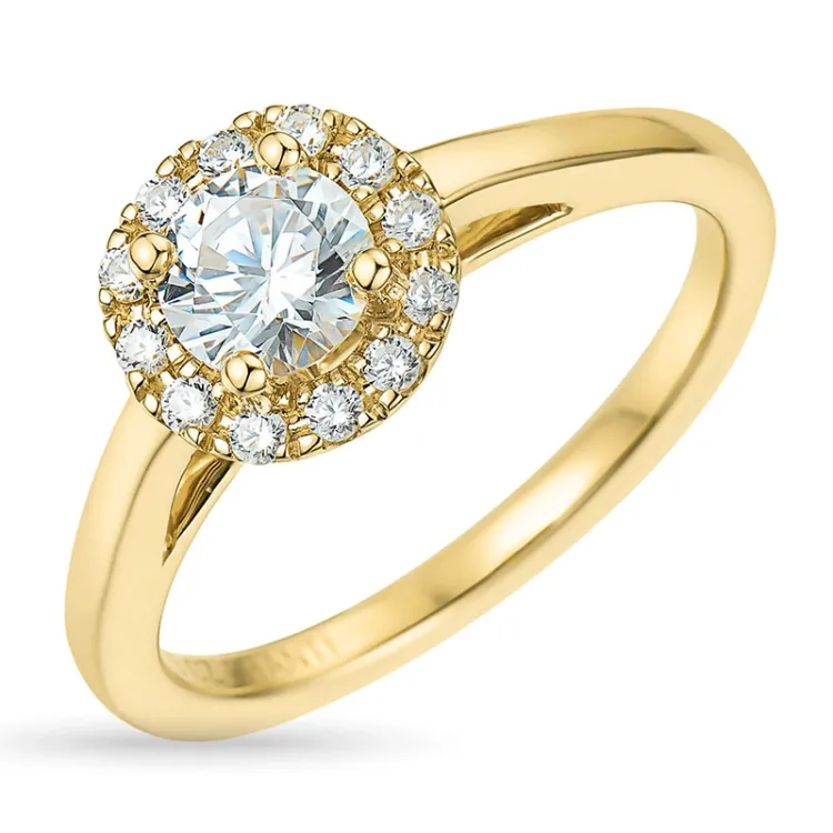 zirkon ring i 9 karat gull