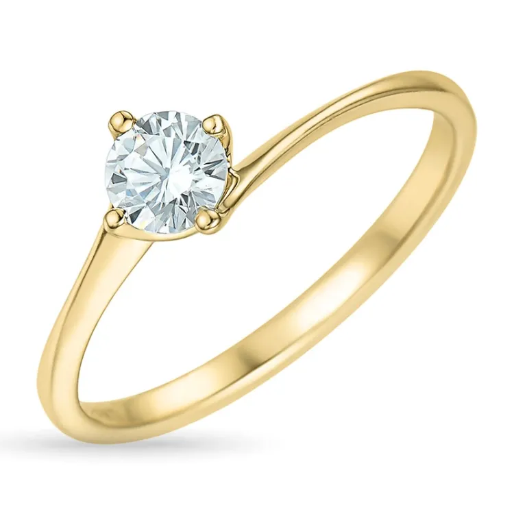5,0 mm zirkon solitairering i 9 karat gull