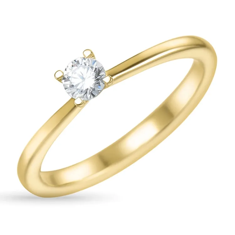 4,0 mm zirkon gullring i 9 karat gull