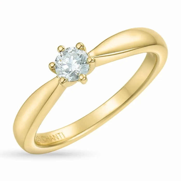 zirkon gullring i 9 karat gull