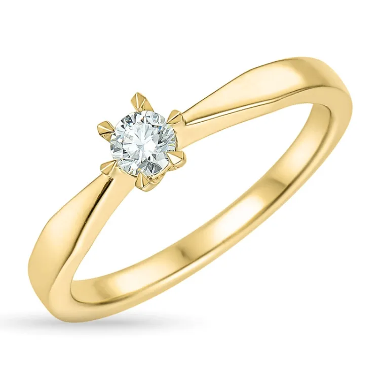 4,5 mm zirkon gullring i 9 karat gull